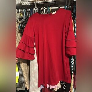 Simply Southern Elegant Red Ruffle Sleeve Dress